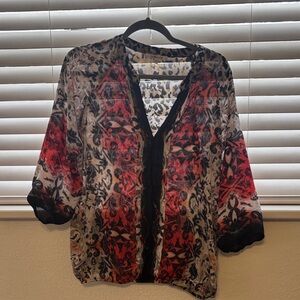 Chic Red and Black Women's Blouse